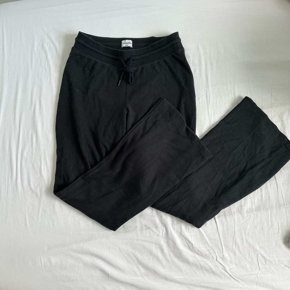 Aritzia black flare waffle pants